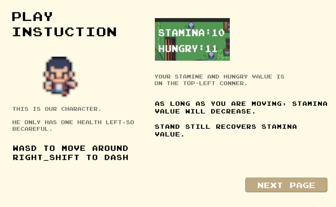 A screenshot of where the game begins